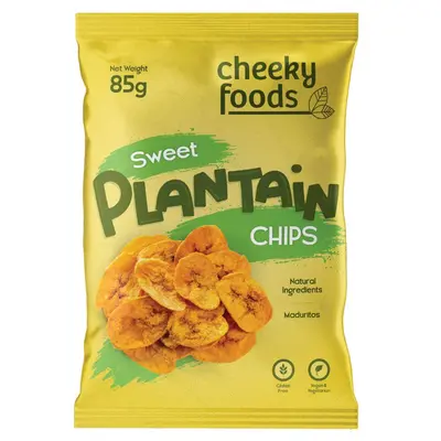 Cheeky Foods sweet plantain chips from Felicio’s, shown on their Gonje Marketplace product listing
